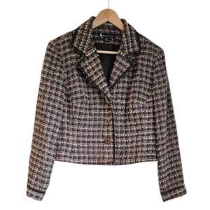 Larry Levine Womens 14/P Blazer Short Tweed Jacket Colorful Boucle Career